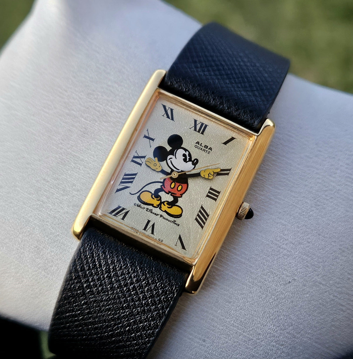 Vintage‎ Disney Mickey Mouse Watch Gold Tone Tank Roman Numeral Link Bracelet SOLD! Very Rare Vintage Seiko Alba “Mickey Mouse” Tank Watch  main image 2