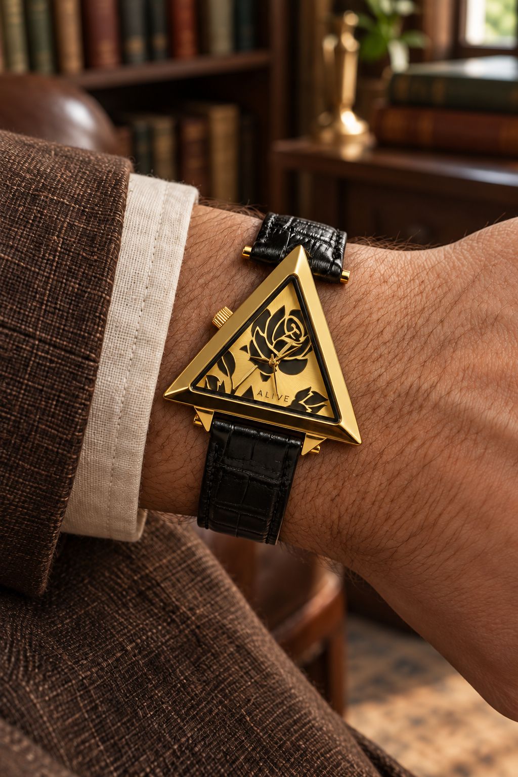 ALIVE × JULIDY Rose-Motif Triangular Watch