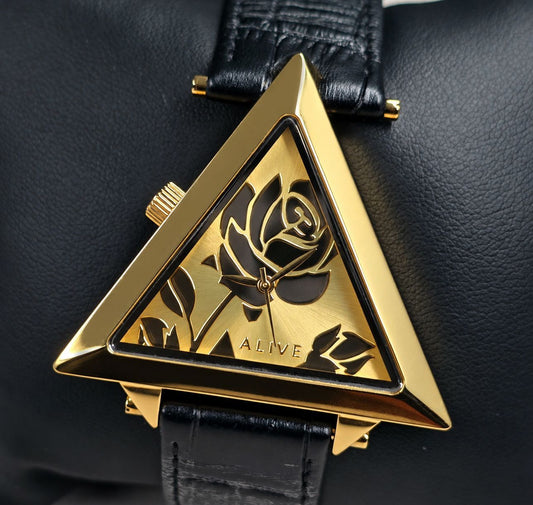 ALIVE × JULIDY Rose-Motif Triangular Watch