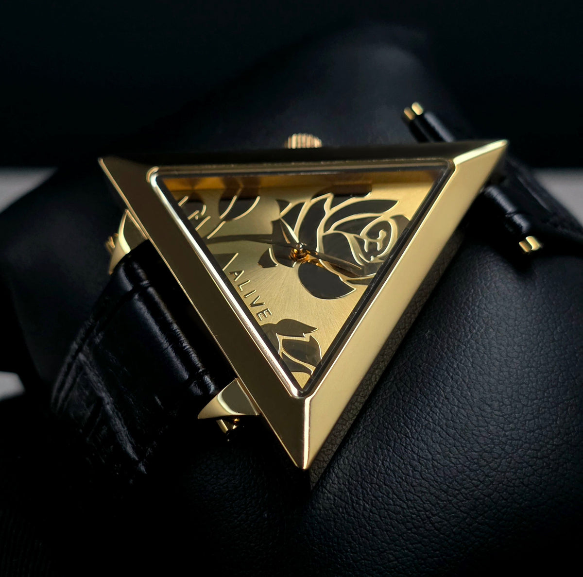 ALIVE × JULIDY Rose-Motif Triangular Watch