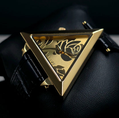 ALIVE × JULIDY Rose-Motif Triangular Watch