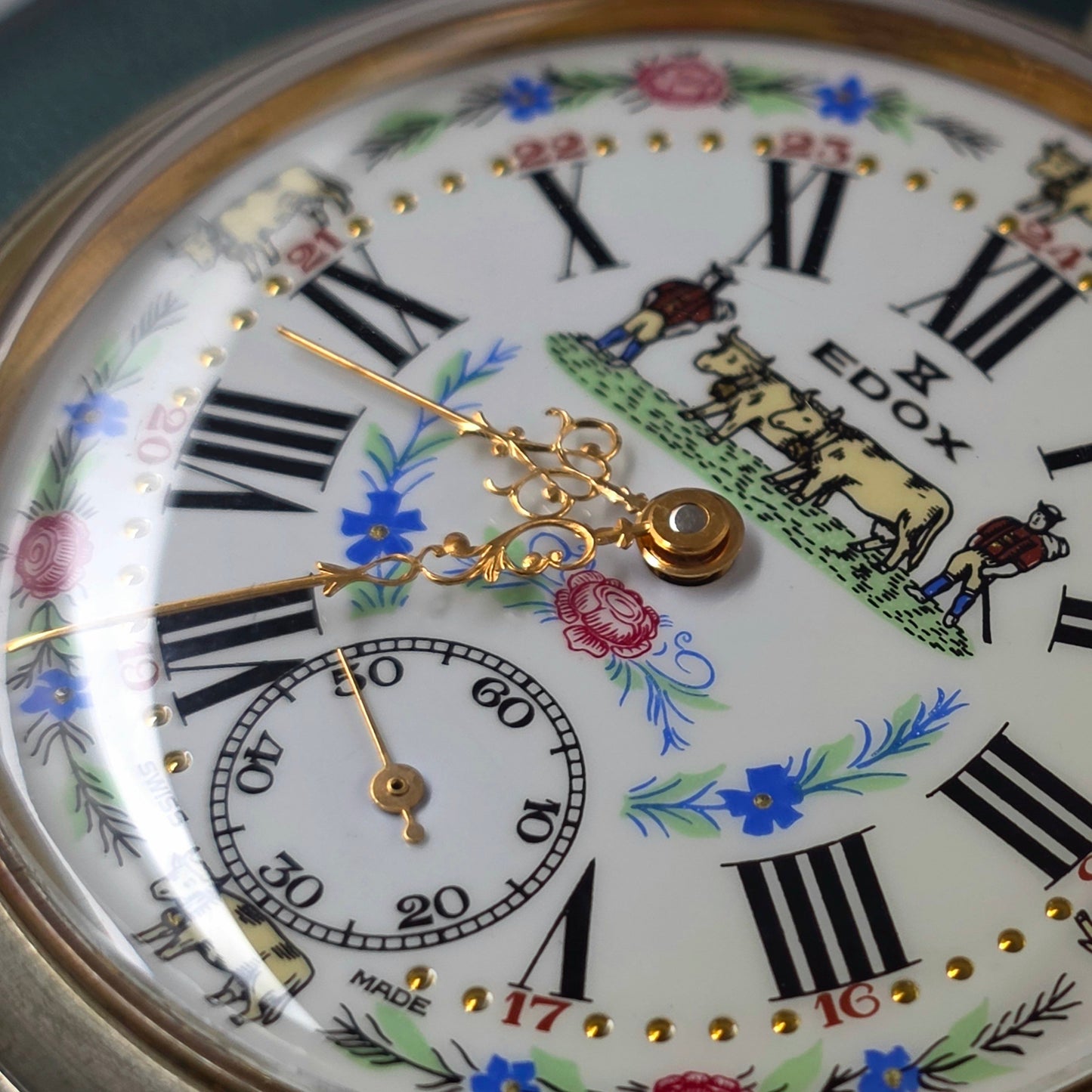 Edox Swiss Pocket Watch – Alpine Cow Dial