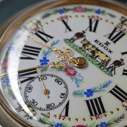 Edox Swiss Pocket Watch – Alpine Cow Dial