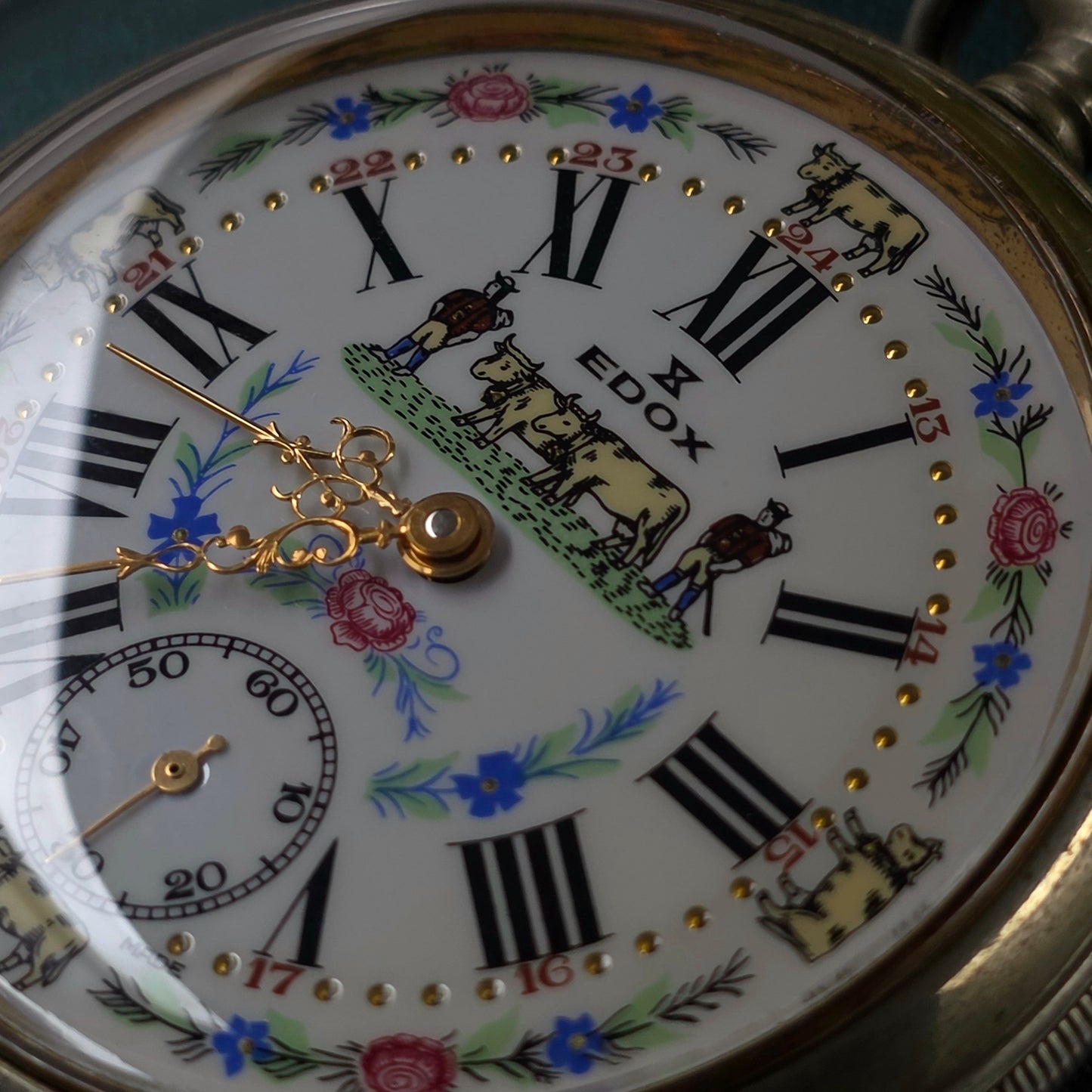 Edox Swiss Pocket Watch – Alpine Cow Dial