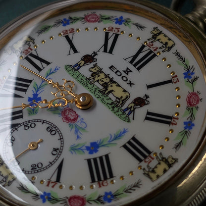 Edox Swiss Pocket Watch – Alpine Cow Dial