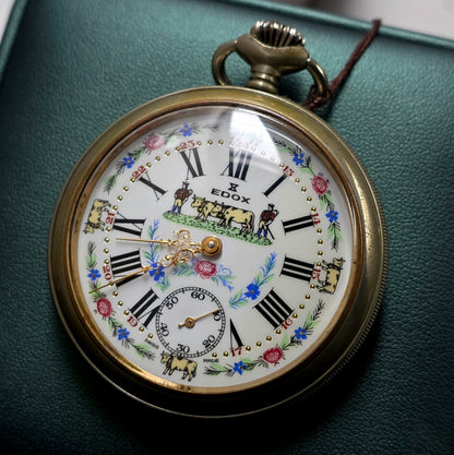 Edox Swiss Pocket Watch – Alpine Cow Dial