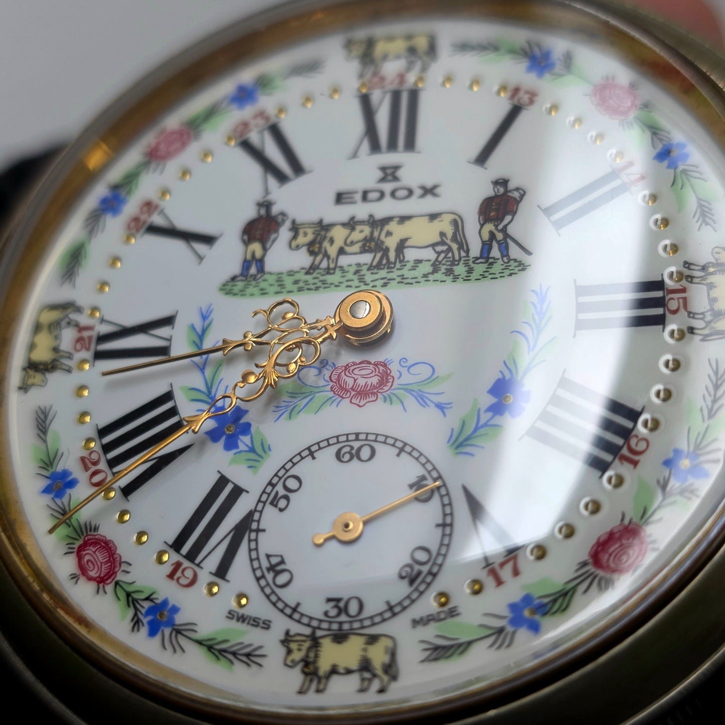 Edox Swiss Pocket Watch – Alpine Cow Dial
