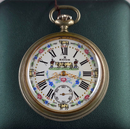 Edox Swiss Pocket Watch – Alpine Cow Dial