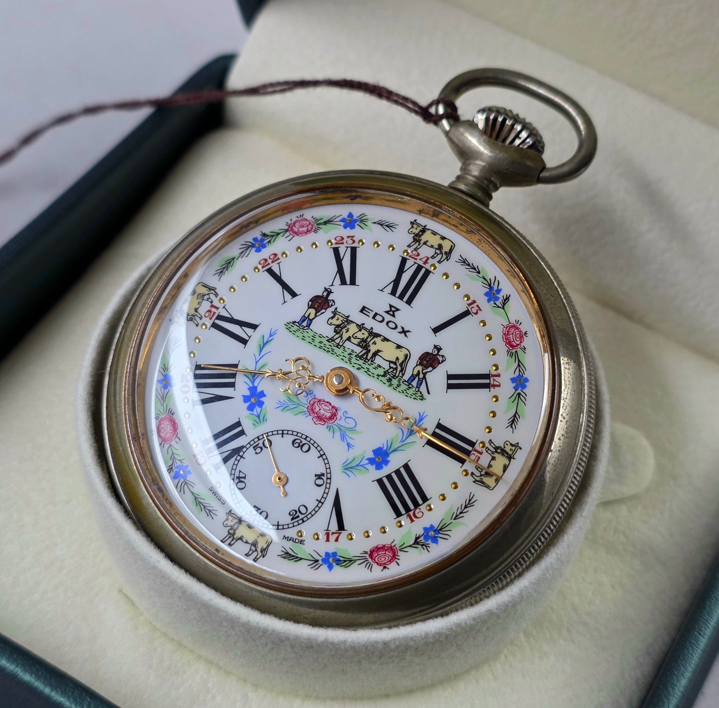 Edox Swiss Pocket Watch – Alpine Cow Dial