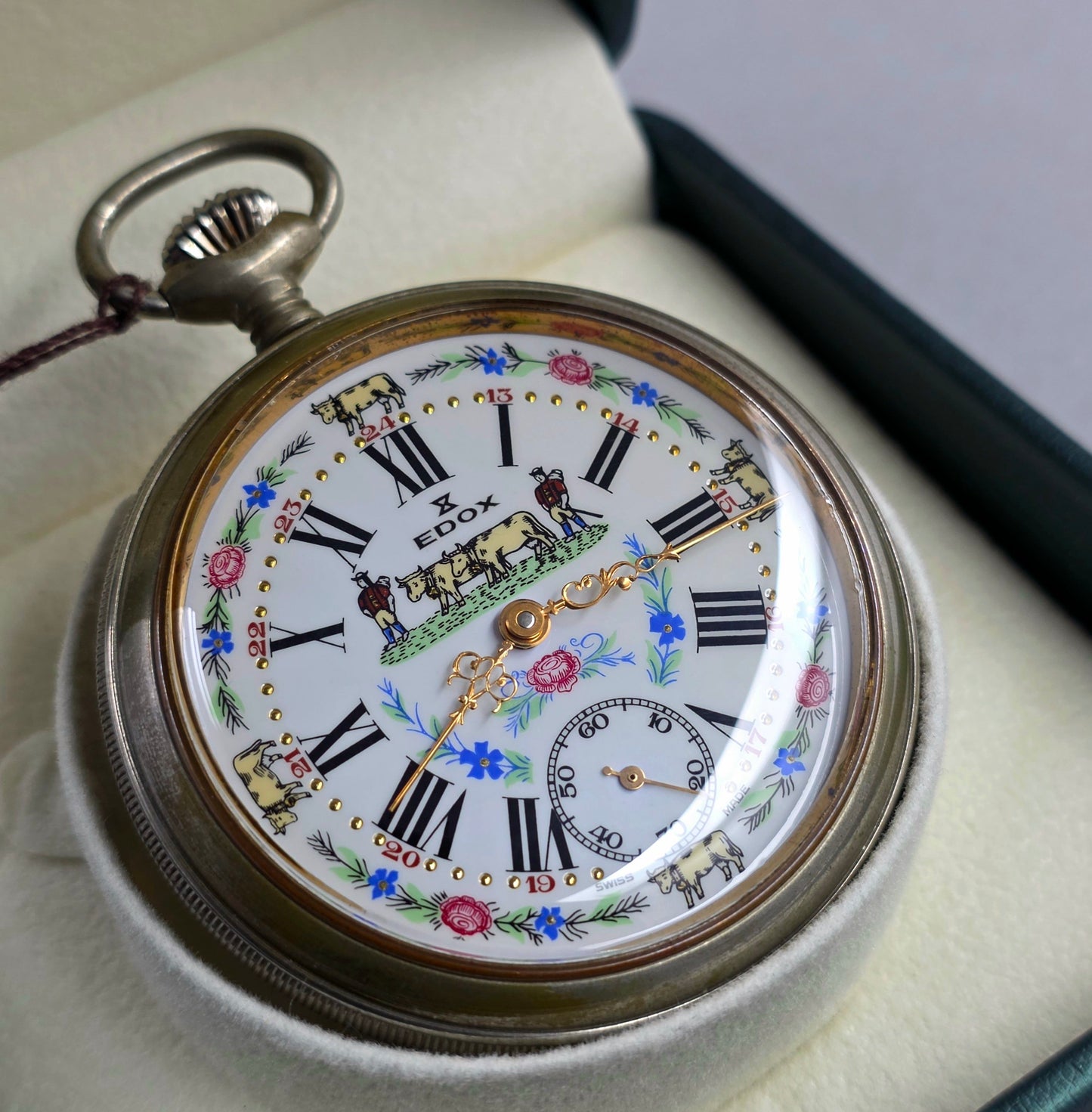 Edox Swiss Pocket Watch – Alpine Cow Dial