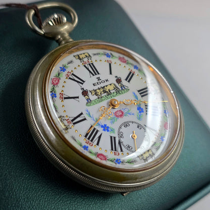 Edox Swiss Pocket Watch – Alpine Cow Dial