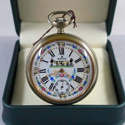 Edox Swiss Pocket Watch – Alpine Cow Dial